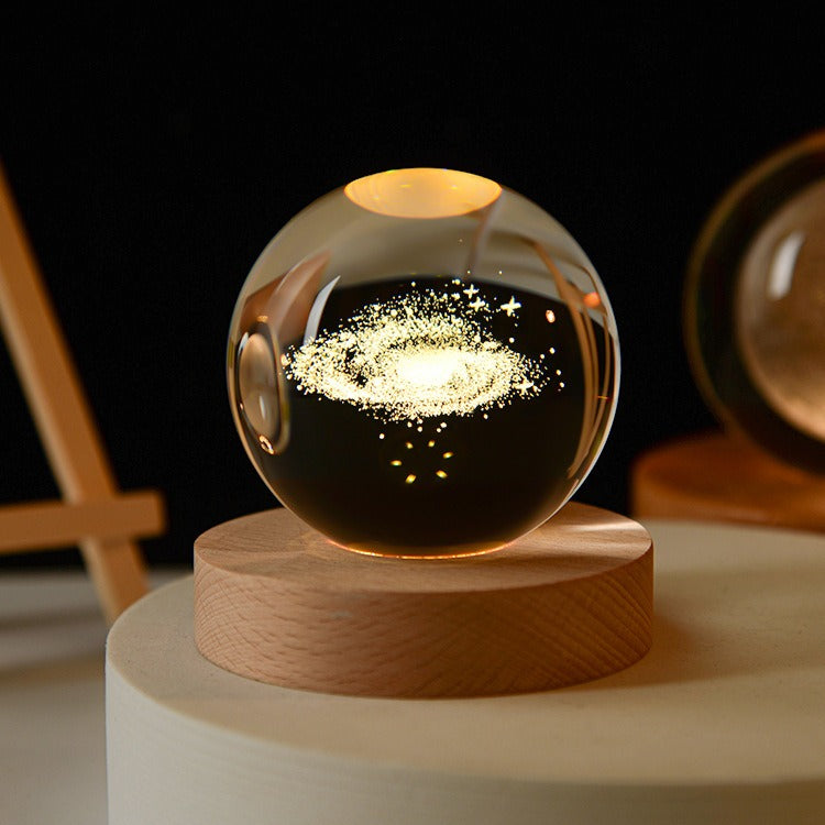 Starry Sky Astronaut White Crystal Ball Glow 3D Sculpture Night Light Customized Desktop Decoration