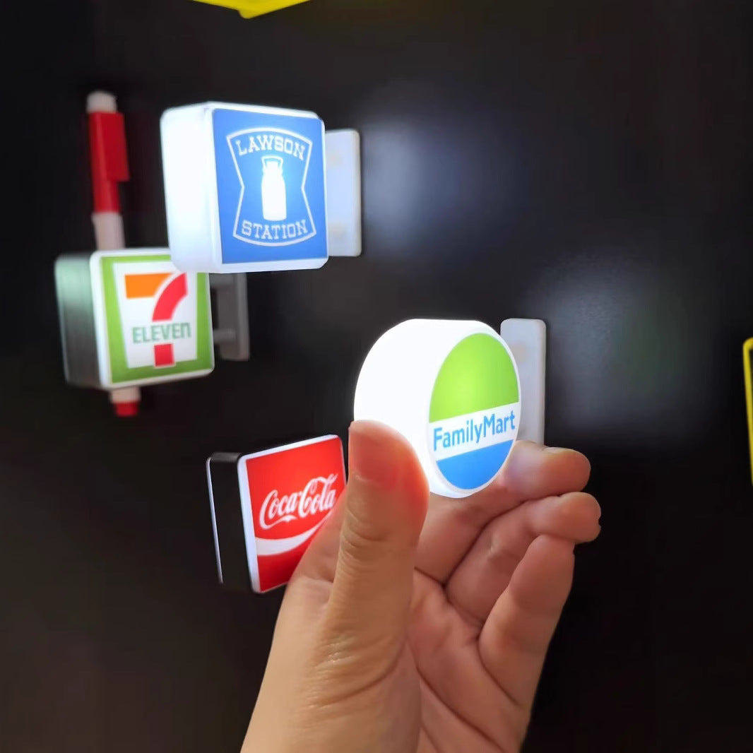 Creative refrigerator stickers convenience store lights illuminated magnetic home decorations