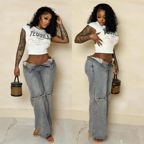 Y2k Baggy Wide Leg Jeans Women Vintage Streetwear Washed Denim Pants