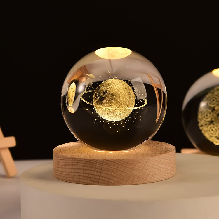 Starry Sky Astronaut White Crystal Ball Glow 3D Sculpture Night Light Customized Desktop Decoration