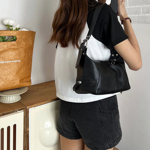 Y2K Style Shoulder Bag For Women Trendy Motorcycle Handbag Minimalist