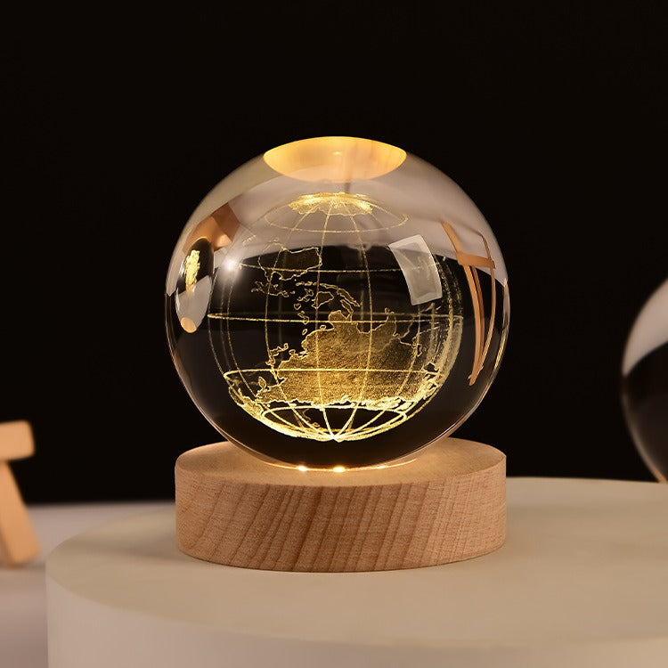 Starry Sky Astronaut White Crystal Ball Glow 3D Sculpture Night Light Customized Desktop Decoration