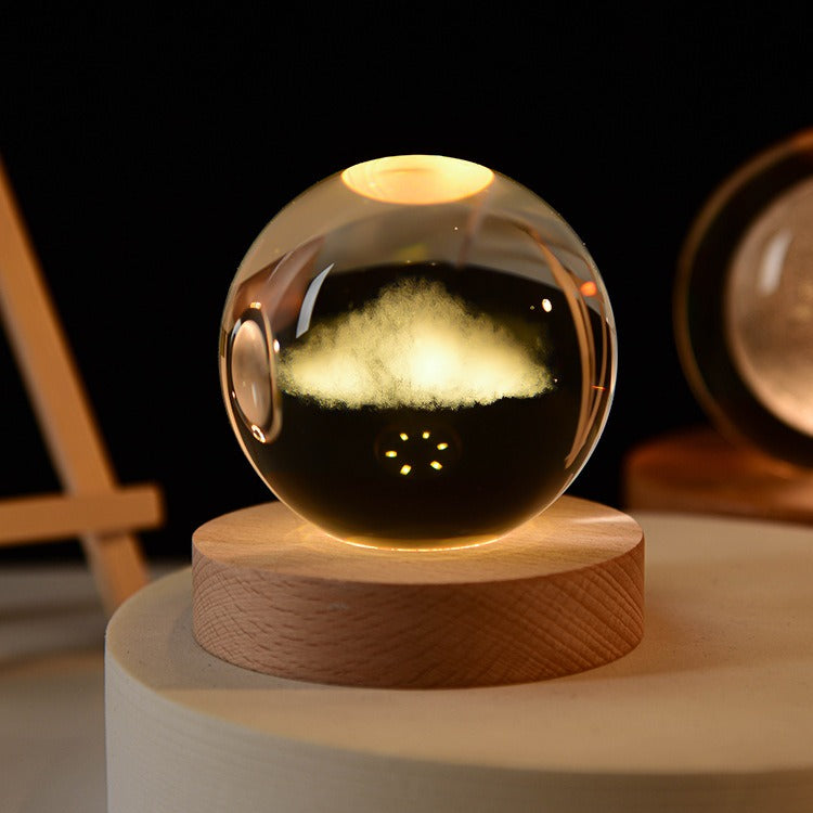 Starry Sky Astronaut White Crystal Ball Glow 3D Sculpture Night Light Customized Desktop Decoration