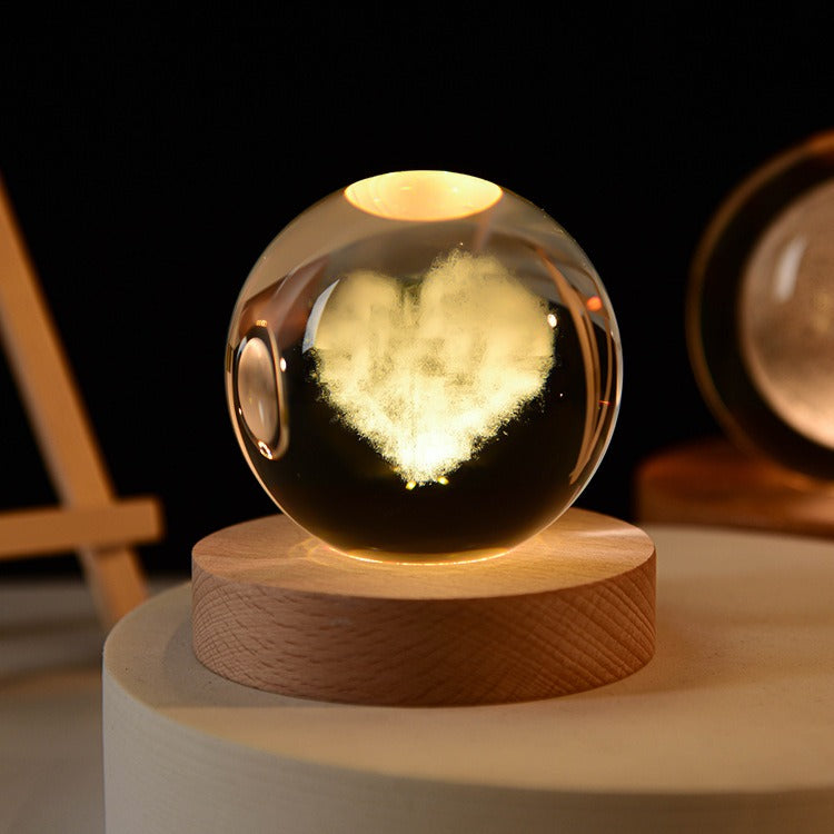 Starry Sky Astronaut White Crystal Ball Glow 3D Sculpture Night Light Customized Desktop Decoration