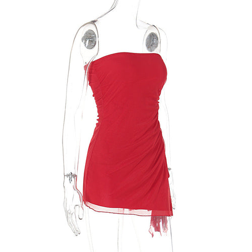 Y2K Tube-top Split Dress Summer Ins Fashion Backless Short Dresses For