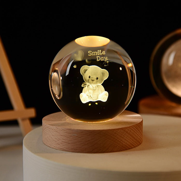 Starry Sky Astronaut White Crystal Ball Glow 3D Sculpture Night Light Customized Desktop Decoration
