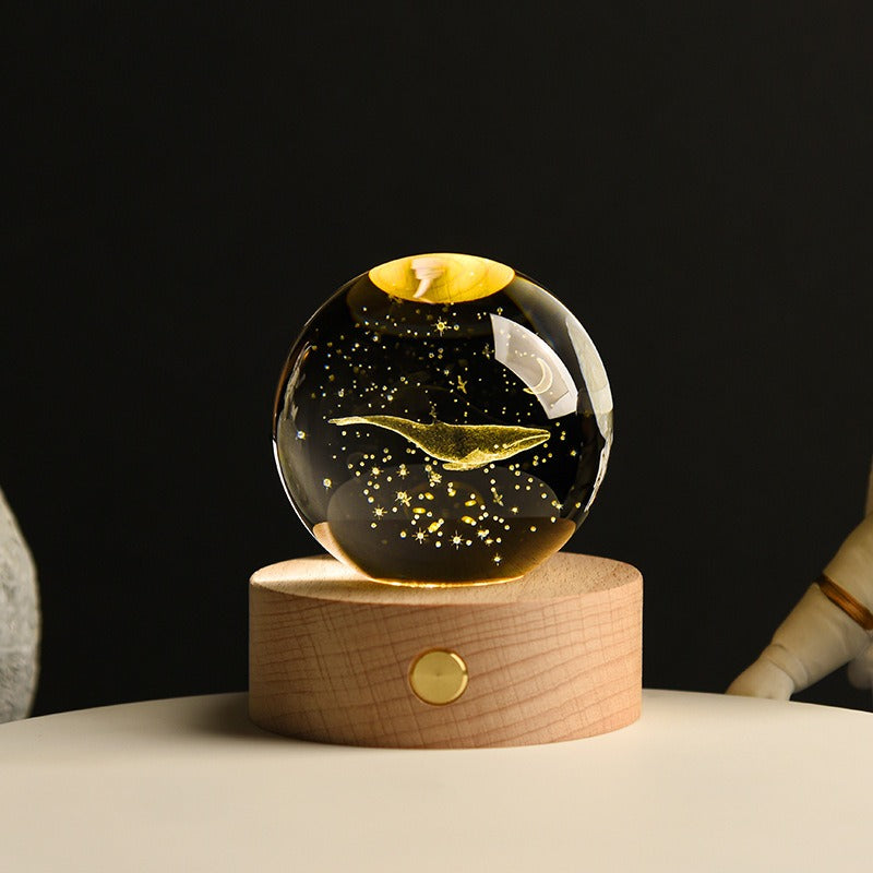 Starry Sky Astronaut White Crystal Ball Glow 3D Sculpture Night Light Customized Desktop Decoration