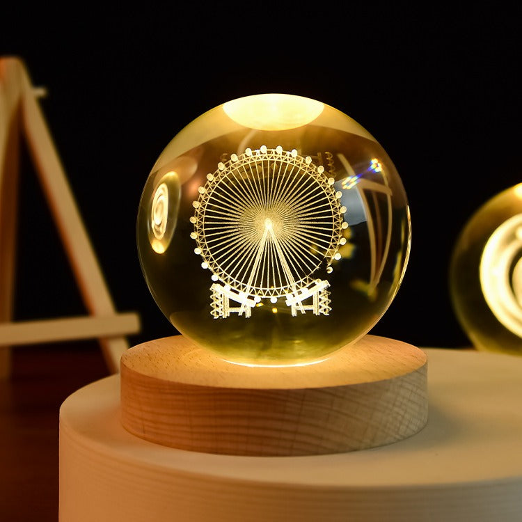 Starry Sky Astronaut White Crystal Ball Glow 3D Sculpture Night Light Customized Desktop Decoration