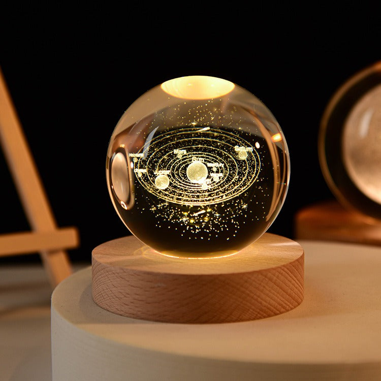 Starry Sky Astronaut White Crystal Ball Glow 3D Sculpture Night Light Customized Desktop Decoration