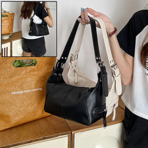 Y2K Style Shoulder Bag For Women Trendy Motorcycle Handbag Minimalist