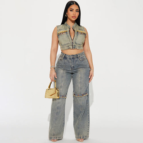 Y2k Baggy Wide Leg Jeans Women Vintage Streetwear Washed Denim Pants